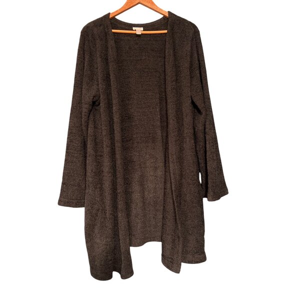 Ambrielle Sleepwear Open Front Black Long Cardigan Large - Picture 4 of 4